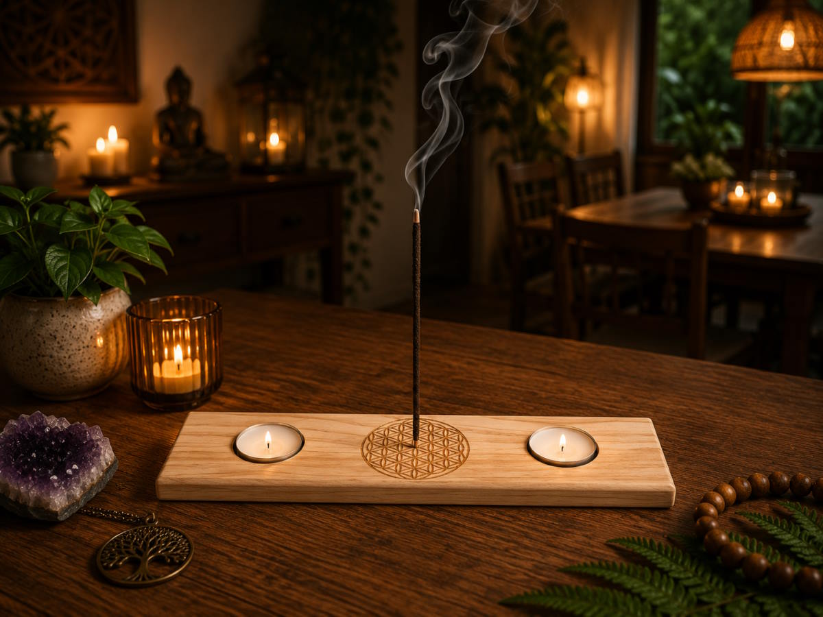 Incensario Porta velas FLor de la Vida